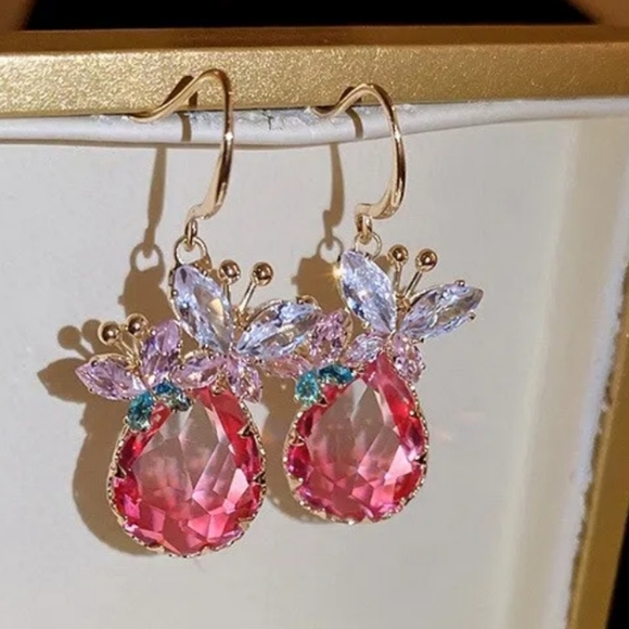 Delicate Pink Zircon Earrings - Picture 6 of 6